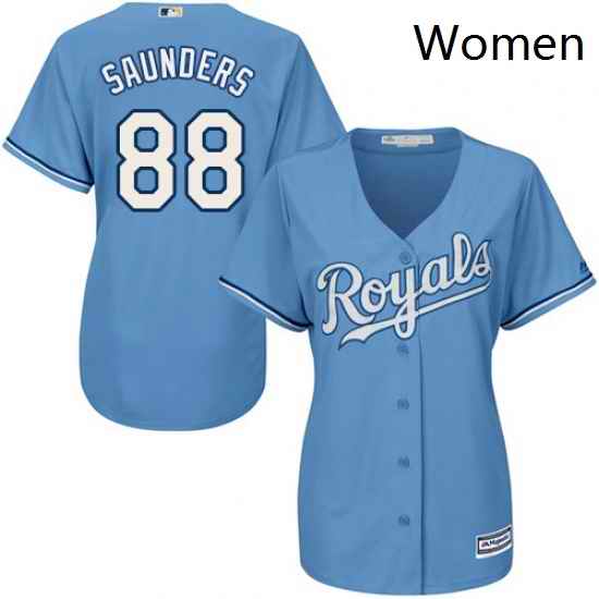 Womens Majestic Kansas City Royals 88 Michael Saunders Authentic Light Blue Alternate 1 Cool Base MLB Jersey